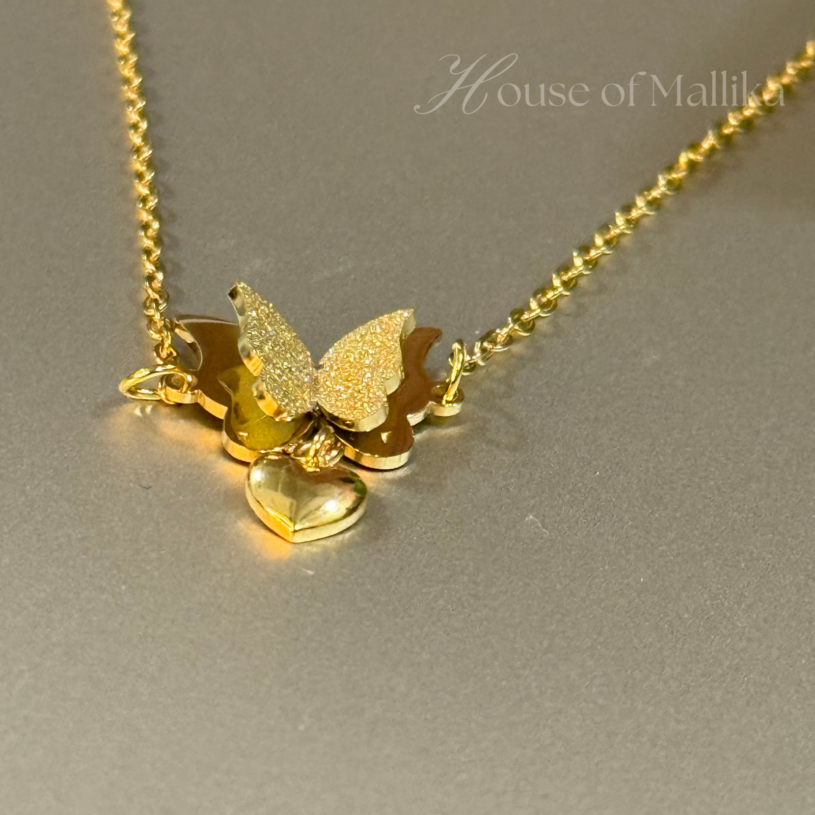 Golden Flutter Heart Necklace - 18k Gold Plated