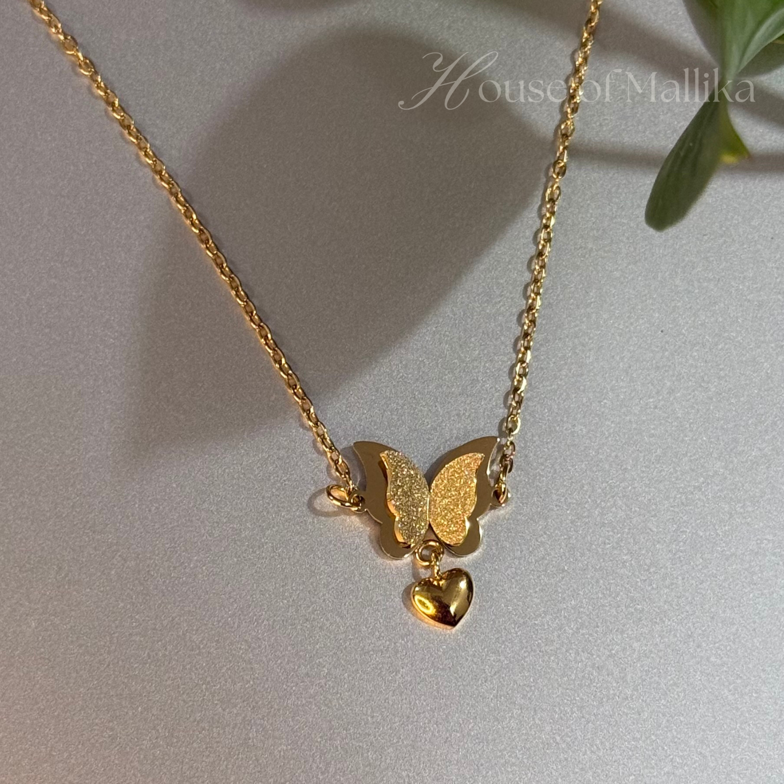 Golden Flutter Heart Necklace - 18k Gold Plated