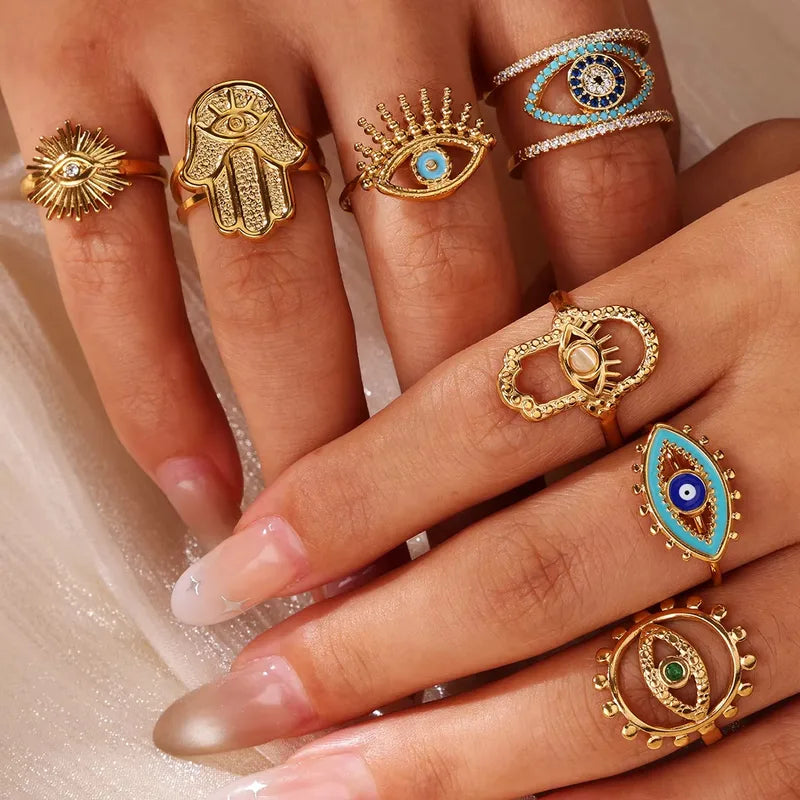 Evil Eye Embrace Ring - 18k Gold Plated