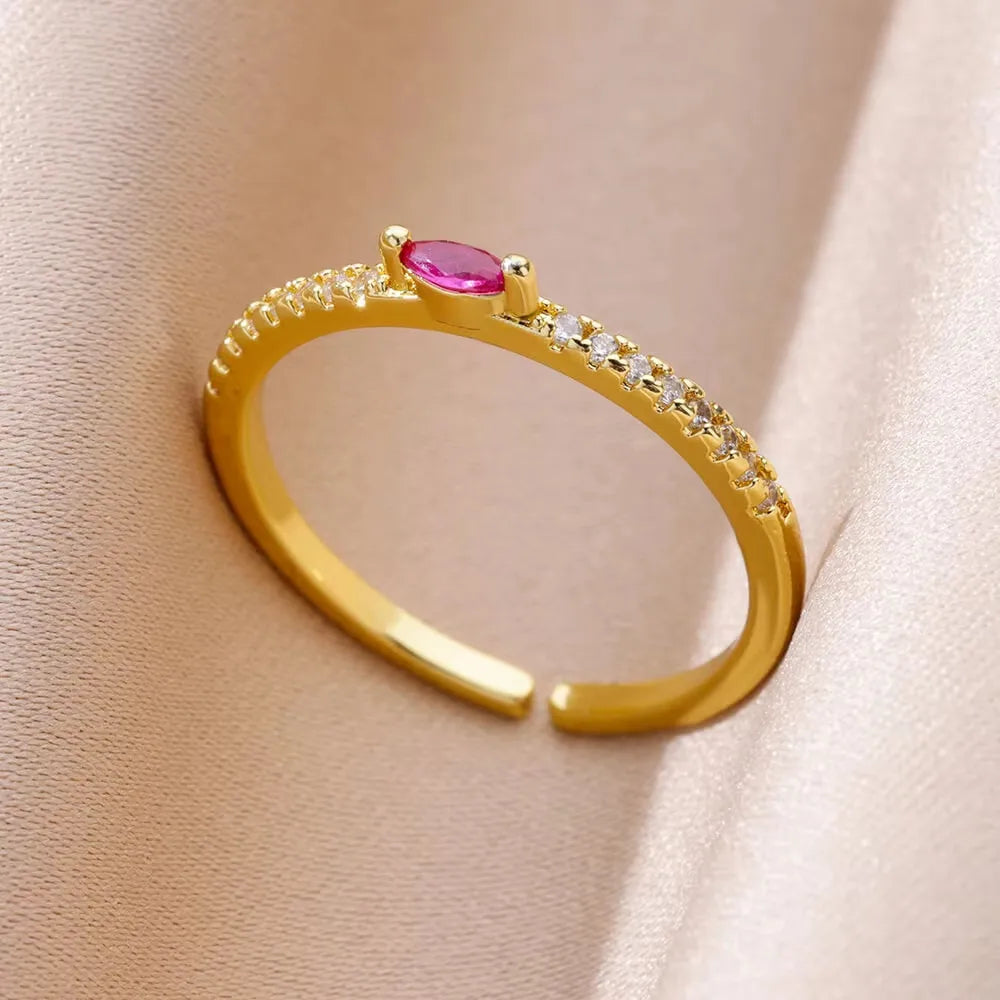 Pink Zircon Ring - 18k Gold Plated