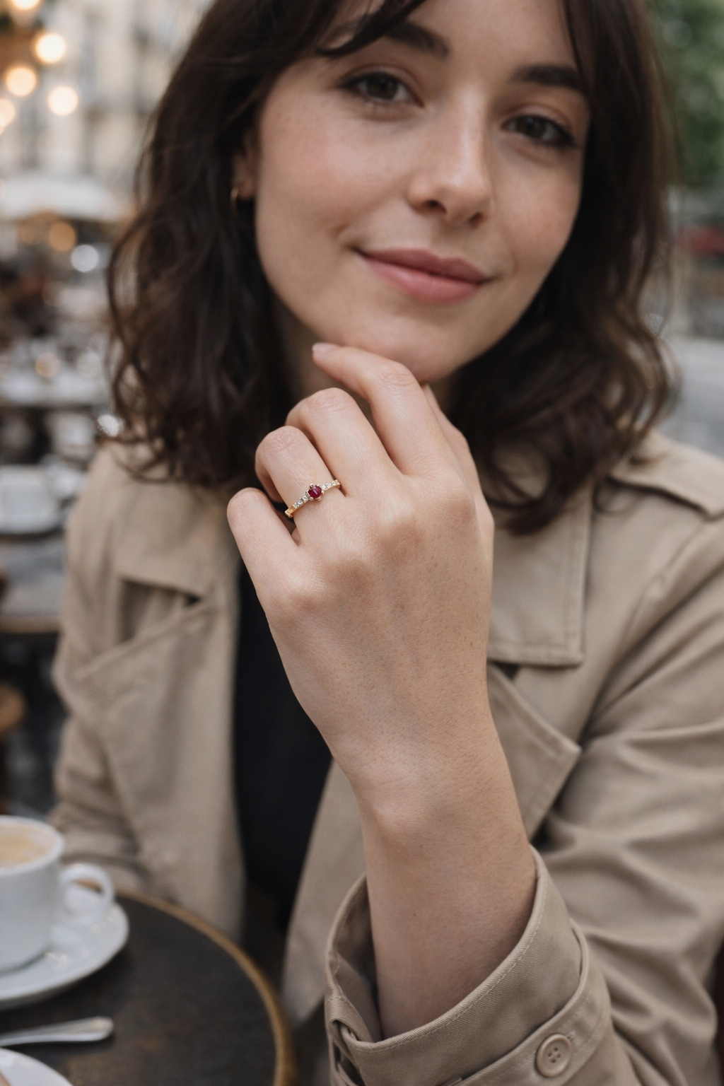 Pink Crest Ring - 18k Gold Plated