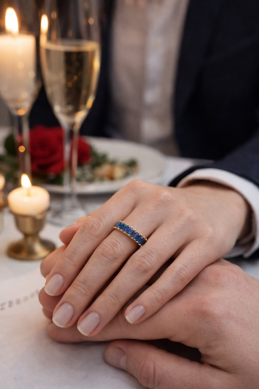 Midnight Blue Zircon Ring - 18k Gold Plated