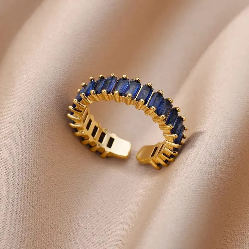 Midnight Blue Zircon Ring - 18k Gold Plated