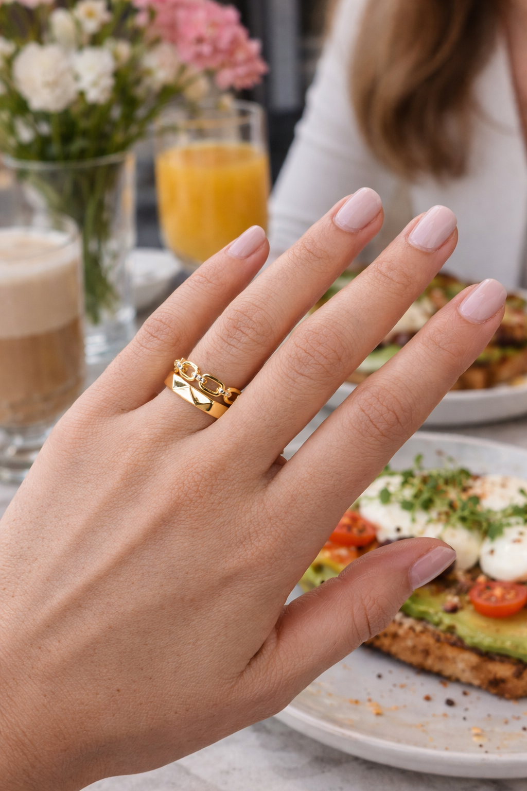 Gold Link Ring - 18k Gold Plated