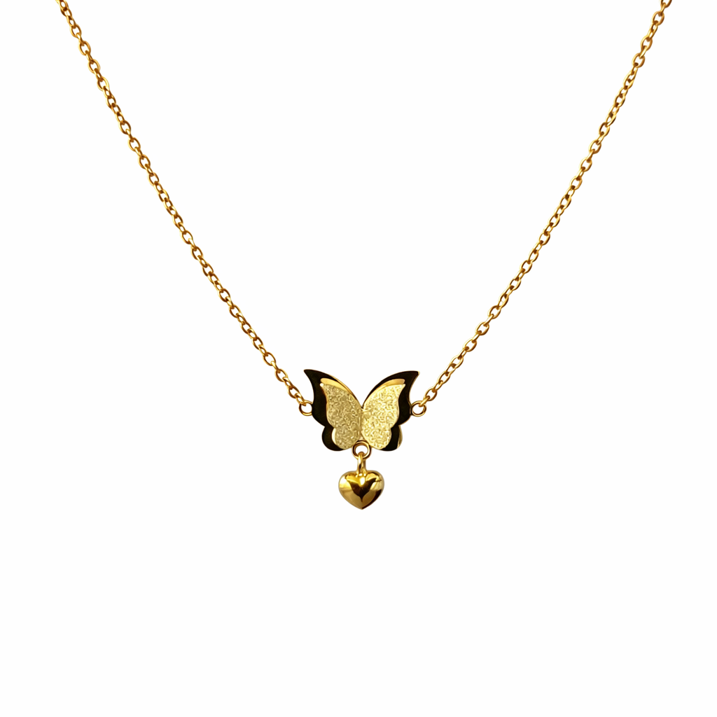 Golden Flutter Heart Necklace - 18k Gold Plated