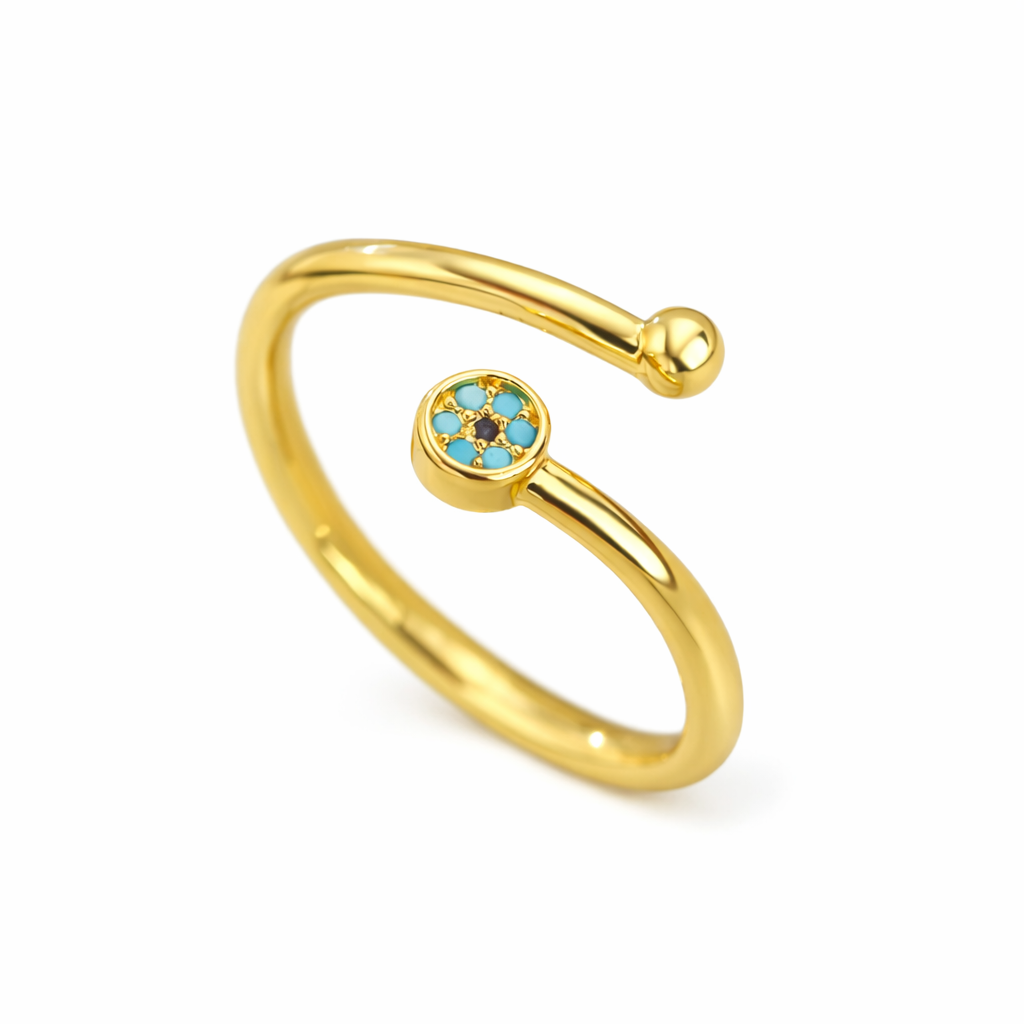 Turquoise Bloom Ring - 18k Gold Plated