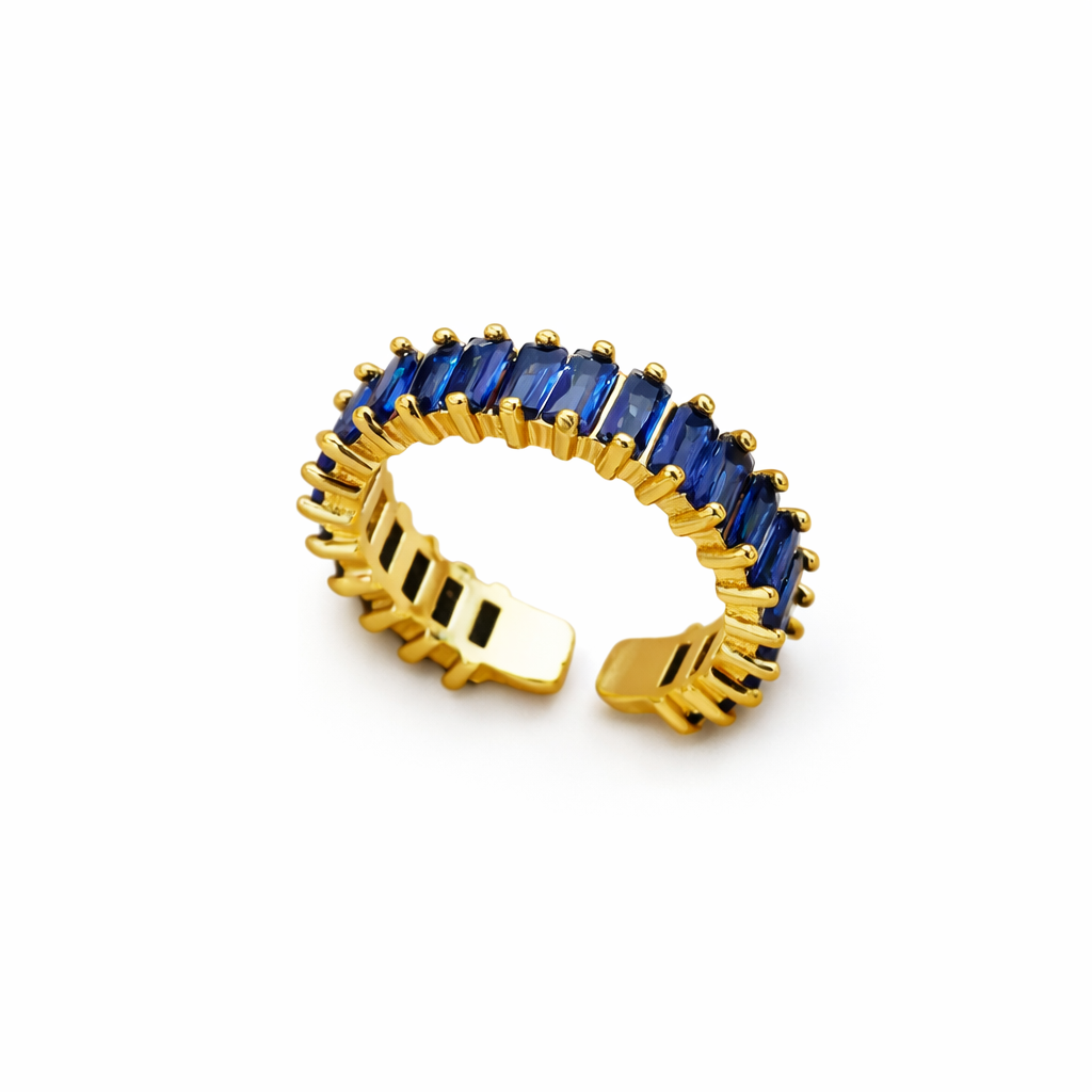 Midnight Blue Zircon Ring - 18k Gold Plated
