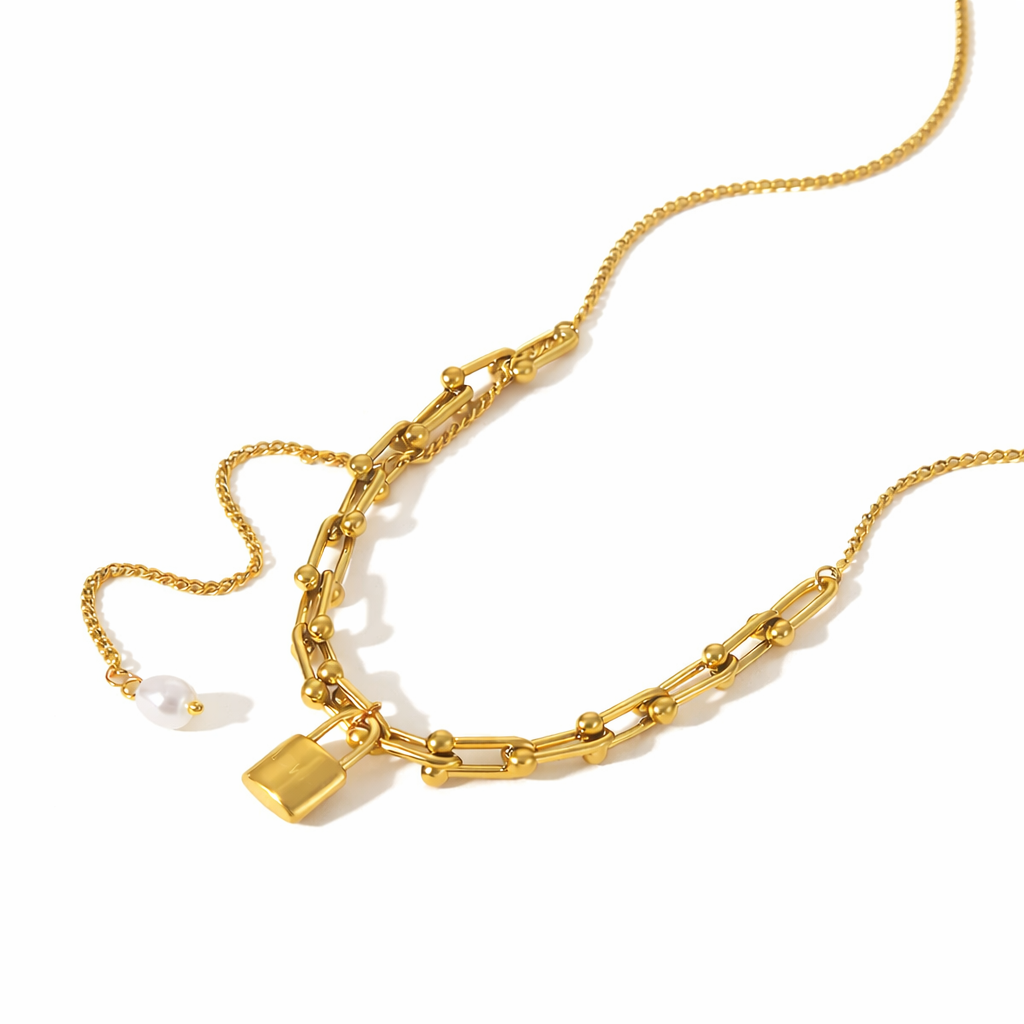 Paris Lock Necklace - 18k Gold Plated
