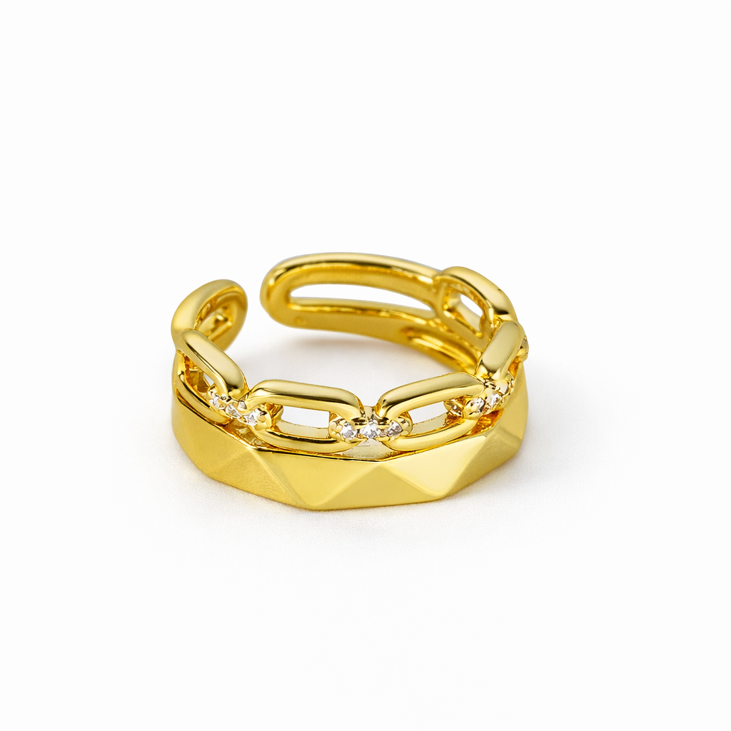 Gold Link Ring - 18k Gold Plated