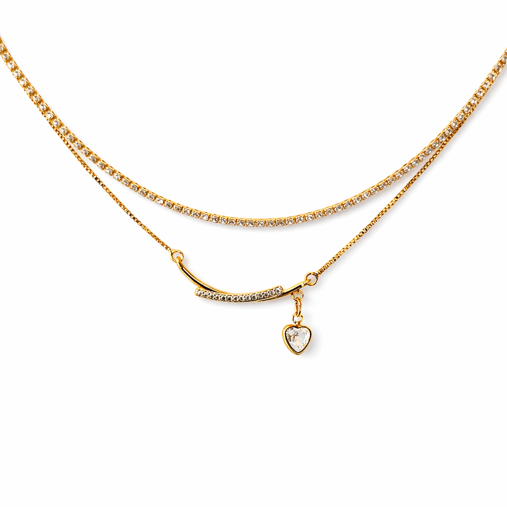 Luna Bar Heart Choker Necklace - 18k Gold Plated