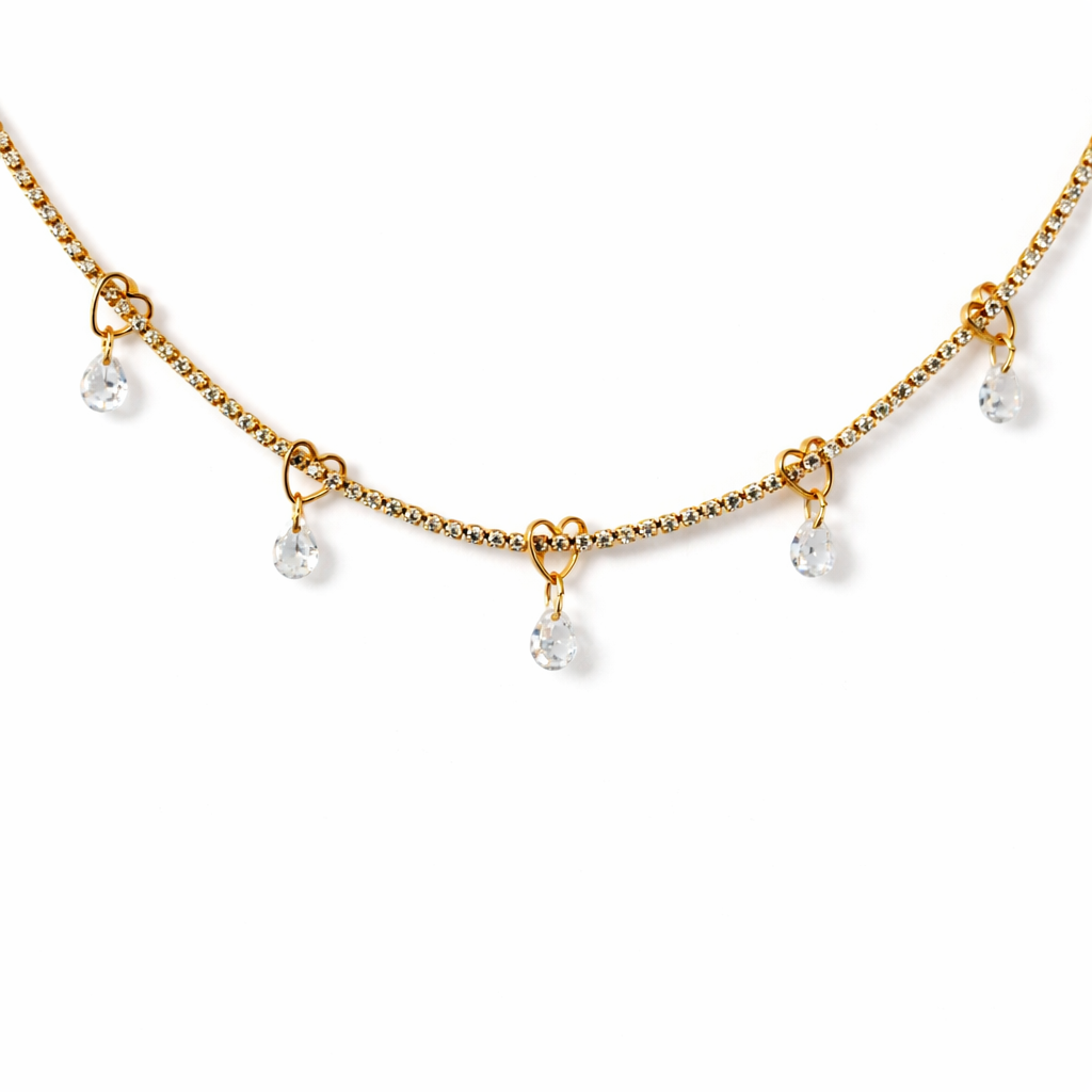 Heartfall Choker Necklace - 18k Gold Plated