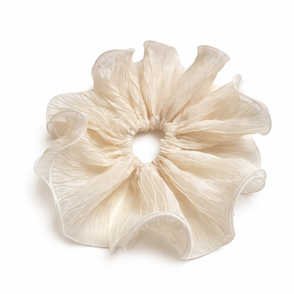 Champagne Whisper Pleated Hair Tie