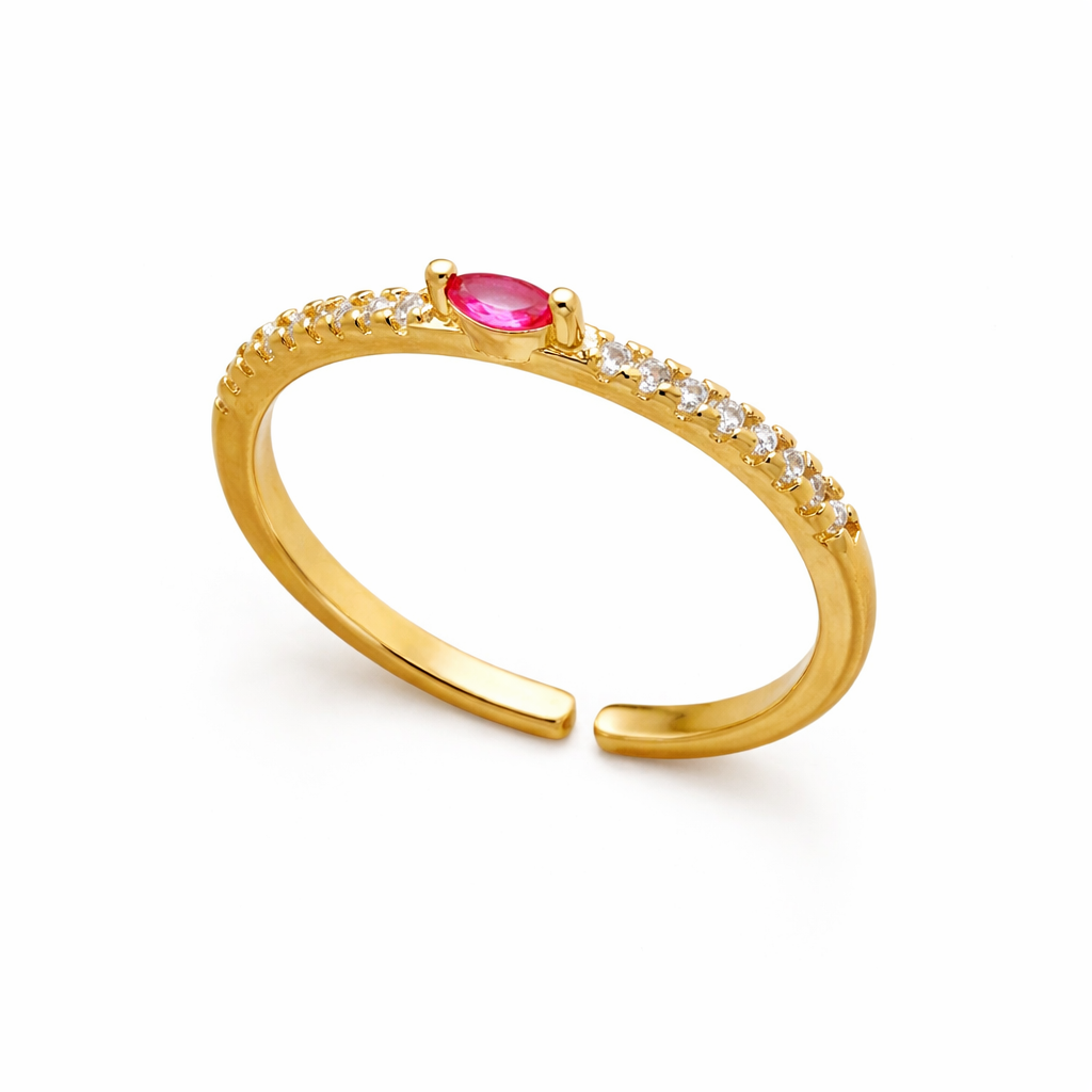 Pink Zircon Ring - 18k Gold Plated