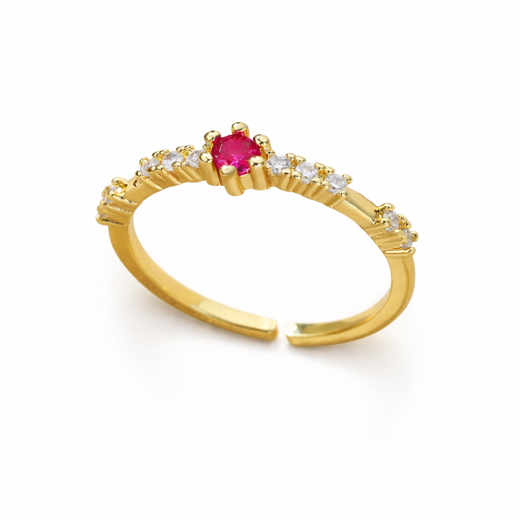 Pink Crest Ring - 18k Gold Plated