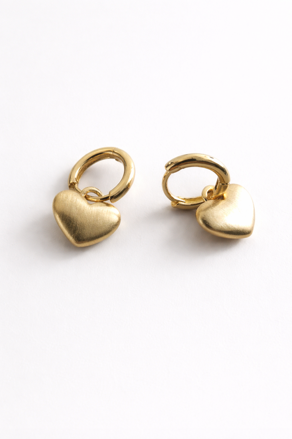 Soft Heart Drop Hoops Earring - 18k Gold Plated
